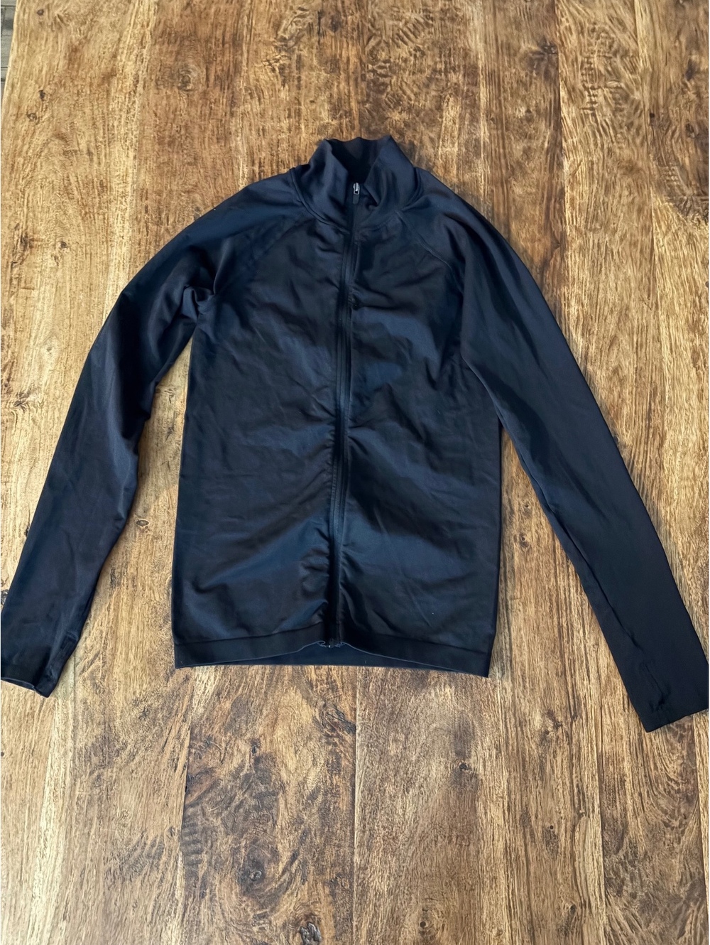 Fabletics Black Full-Zip Athletic Jacket with Stand Collar Long Sleeves